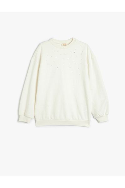 Koton Mikina Stone Detailed Crew Neck s dlouhým rukávem
