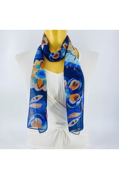 Tedz Collection PAREDORA Marbling Navy Blue Long Scarf