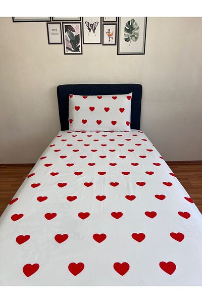 Touch Heart Red Fitted Elastic Sheet Set - Single and Double