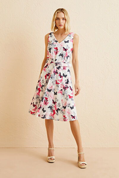 Naramaxx Kemerli Midi Boy Kloş Elbise