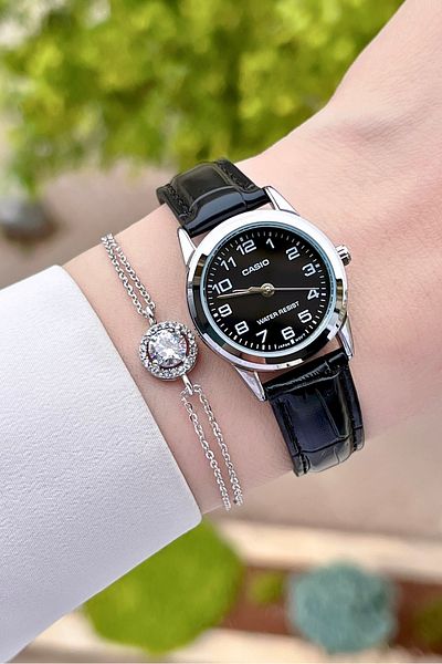 Casio Women's Wristwatch with Case Metallic Cord Black Color 24 Months Warranty