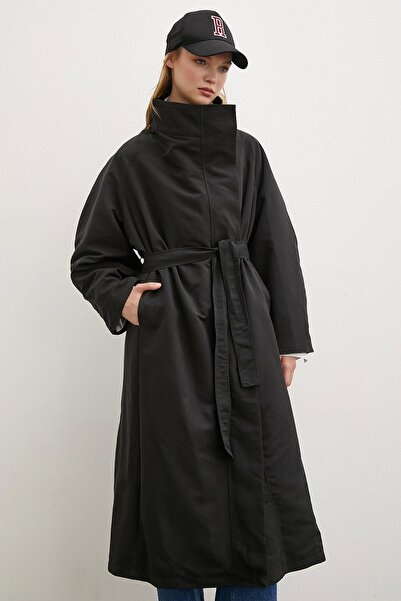 Never more Black Pocketed Trench Coat