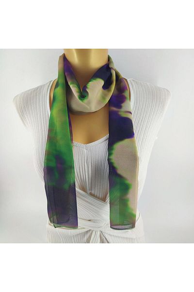 Tedz Collection PAREDORA Shadow Patterned Navy Blue Green Long Scarf