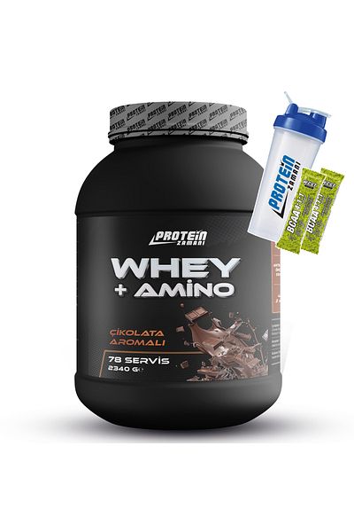 Protein Zamanı Whey Protein Powder + Amino Chocolate Flavored 2340 Gr 78 Serving Shaker Gift
