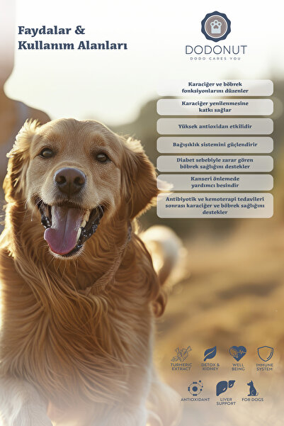 DODONUT Liver&Kidney Büyük Köpekler Bağışıklık Sistemi, Karaciğer ve Böbrek Destekleyici Vitamin, 90 Tablet