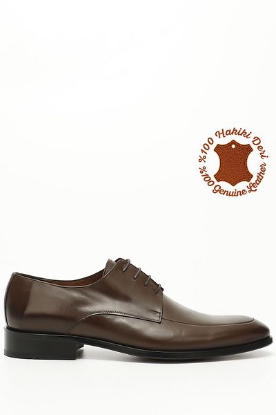 GÖNDERİ(R) Braune antike Herren-Schnürschuhe aus echtem Leder mit Ledersohle