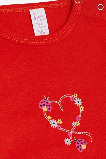 Breeze Kız Bebek Çıtçıtlı Zıbın Body Uğur Böceği Baskılı Çiçekli 9 Ay-3 Yaş, Narçiçeği