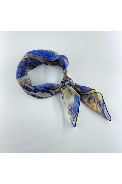 Tedz Collection PAREDORA Indigo Snakeskin Square Scarf