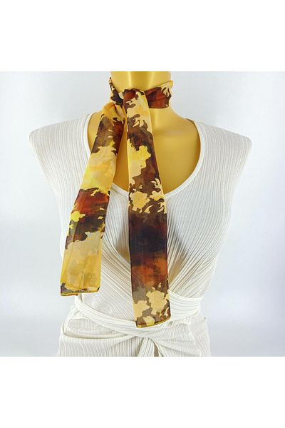 Tedz Collection PAREDORA Camouflage Patterned Yellow Brown Short Scarf