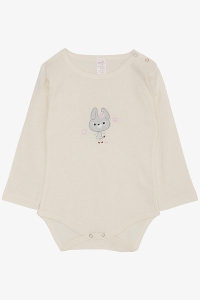Breeze Baby Girl Snap-On Bodysuit with Cool Rabbit Print 9 Months-3 Years, Cream