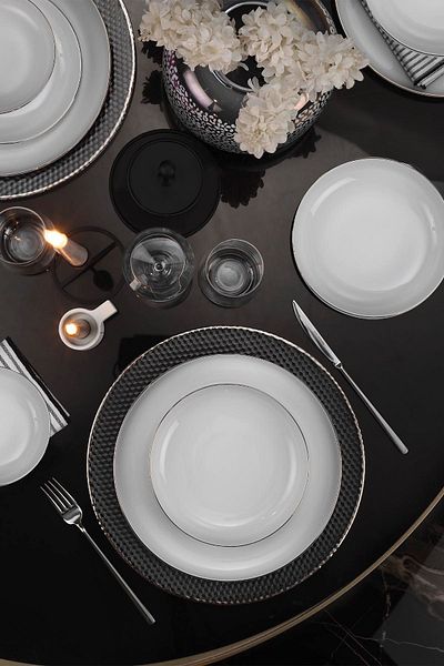 Kütahya Porselen Kutahya Porselen Moderna 18dílný jídelní set pro 6 osob Platinum Rim