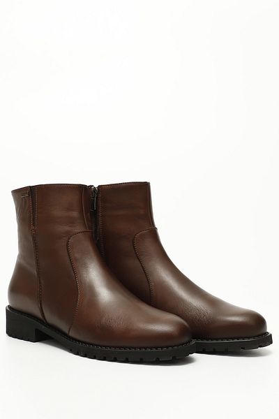 GÖNDERİ(R) Women's Brown Antique Zippered Rubber Sole Genuine Leather Boots