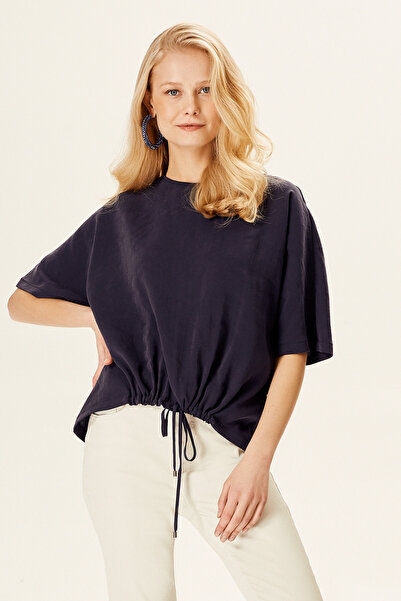 Naramaxx Bat Sleeve Lace Up Blouse