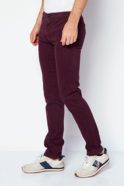 Trussardi Jeans Men Regular Fit Solid Pant, Maroon
