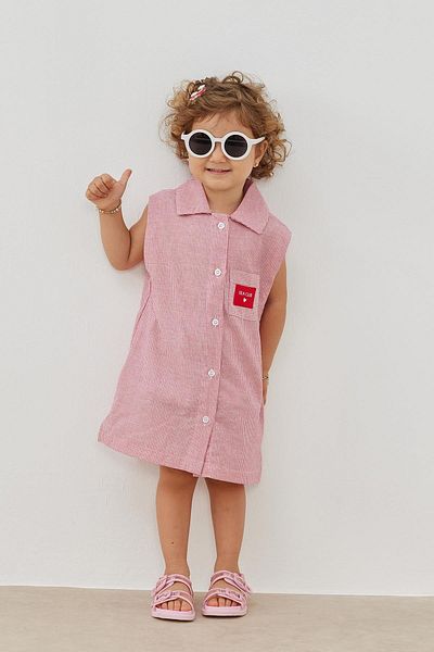 Tics Pink Striped Shirt Dress DesiGn