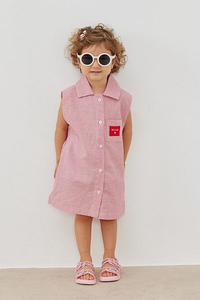 Tics Pink Striped Shirt Dress DesiGn
