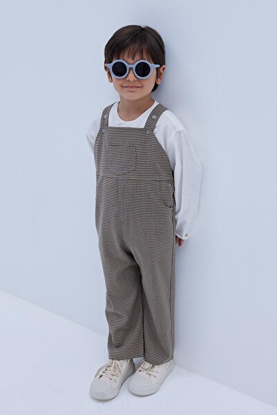 Tics Brown Salopet - Gingham Design