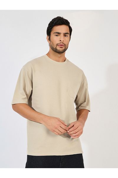 Styli تي شيرت Eco-Earth Terry كبير الحجم مع جيب رقعة