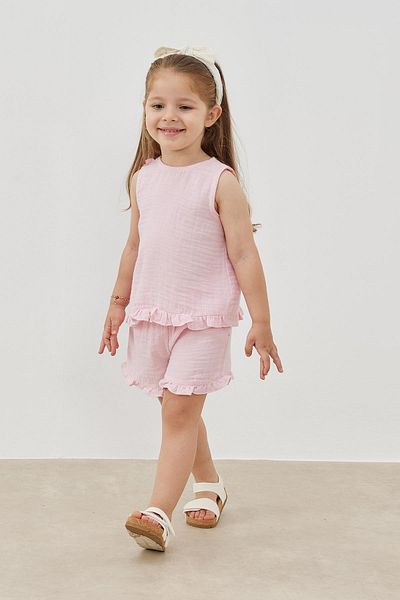 Tics Muslin Set - Pink and Frilly