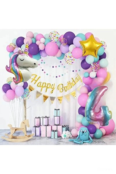 parti hediye sepeti Rengarenk lüks unıcorn doğum günü seti