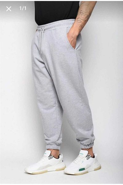 UYN SPORT Large Size Gray Raised Sweatpants - Elastic Leg Jogger
