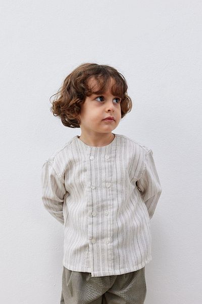 Tics Brown Striped Double Breasted Shirt