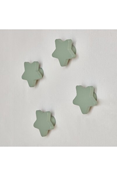 Home Box Star Shaped 4-Piece Wooden Wall Hook Set - 6x3x6 cm