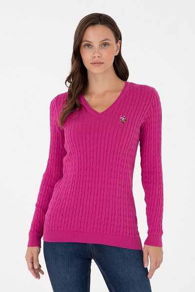 U.S. Polo Assn. سترة نسائية أساسية باللون الفوشيا 50288992 -VR023
