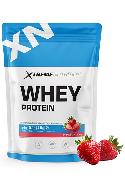 Xtreme Nutrition 512 g Strawberry Flavored Whey Protein Powder - 16 Serve Includes Bcaa+Glutamin+Creatine