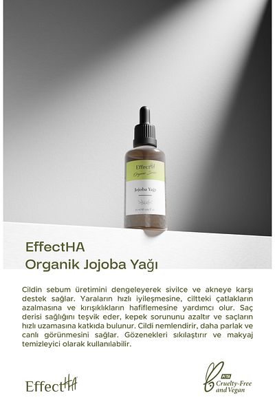 EffectHA Organic Jojoba Oil 100% Pure Natural and Additive-Free Essential Oil 50ml