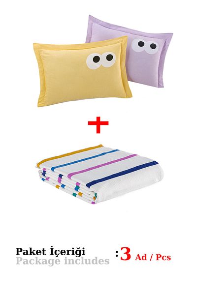 Eponj Home Double Funny Pique Set - Yellow and Lilac Printed