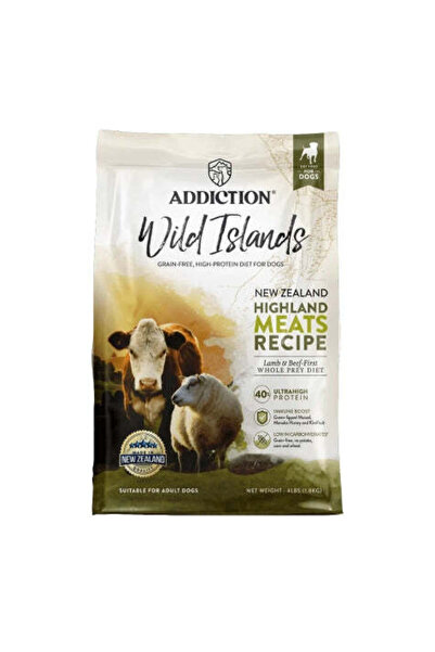 Addiction طعام الكلاب الجاف من Wild Islands Highland Meats - 4 رطل
