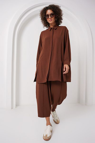 Bigdart 6679 Brown Long Tunic and Trousers Set