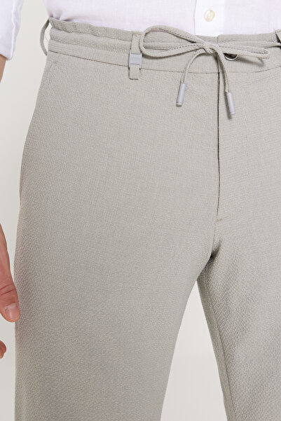 ALTINYILDIZ CLASSICS Чоловічі сірі шорти Slim Fit з вузьким кроєм, зав'язкою на талії, гофре-візерунком і бічними кишенями