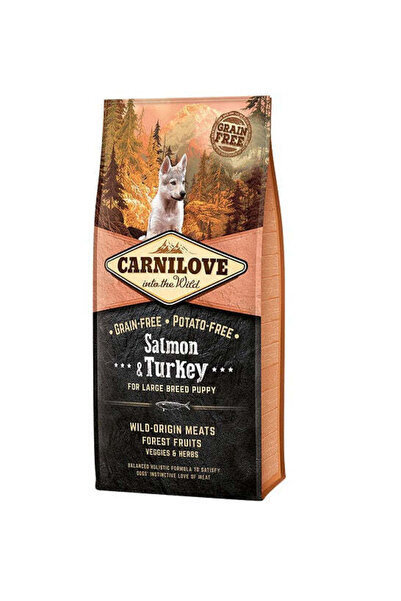 Carnilove Somonlu ve Hindili Tahılsız İri Irk Yavru-Genç Köpek Kuru Maması 12 kg