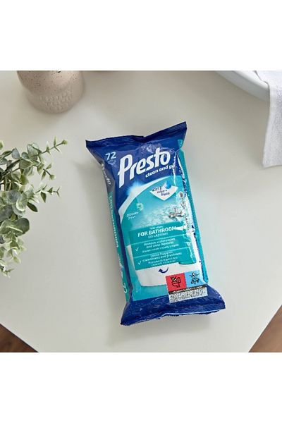 Presto 72- Pieces Wet Wipes for Bathroom