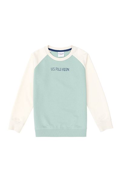 U.S. Polo Assn. Boy's Water Green Crew Neck Sweatshirt 50293605 -Vr048