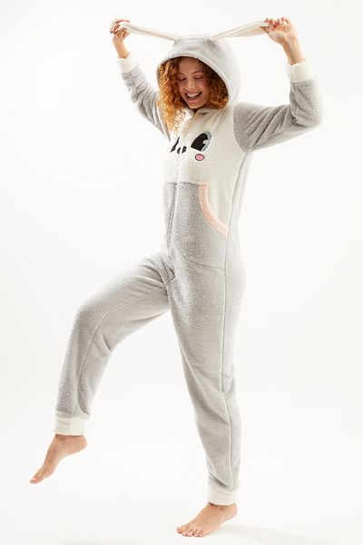 YOYOSO Σετ πιτζάμες Ecrou Γυναικεία Γκρι Cute Rabbit Welsoft Jumpsuit