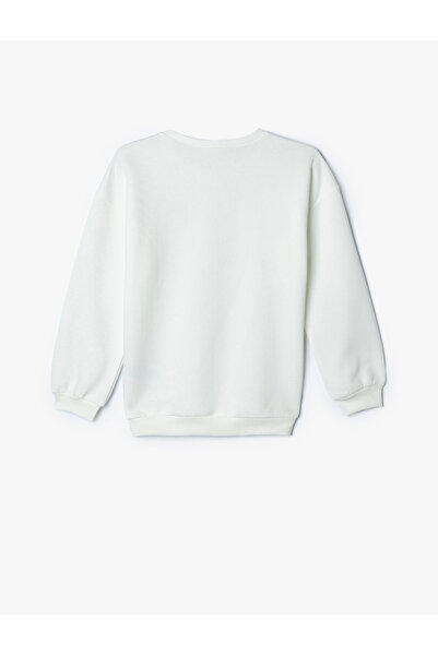 Koton Sweatshirt Baskı Detaylı Bisiklet Yaka Uzun Kollu Şardonlu
