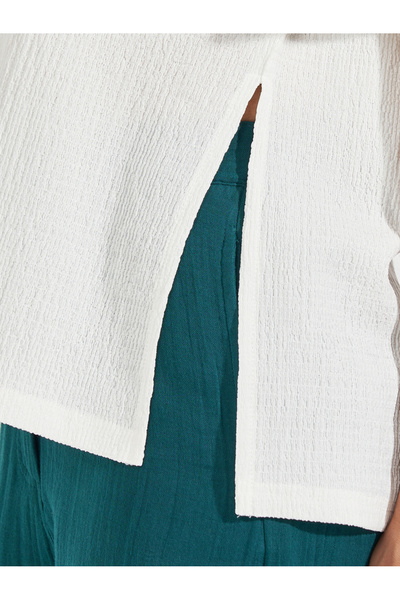 Styli Oversized Textured T-Shirt with High-Low Hem