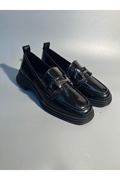 Butik Noble Shoes Hakiki Deri Rugan Kadın Loafer Ayakkabı