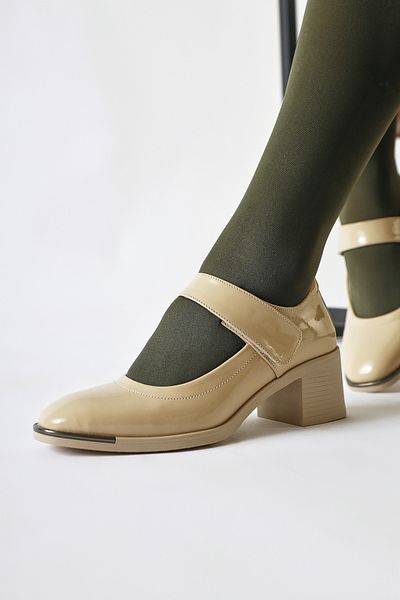 Limoya Rosaria Beige Patent Leather Single Strap Low-Cut Women's Casual Shoes