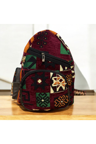 MODA Etnik kilim desenli büyük boy unisex sırt çantası