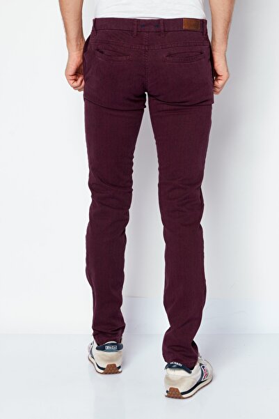 Trussardi Jeans Men Regular Fit Solid Pant, Maroon