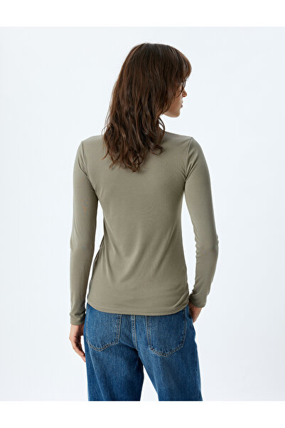 Koton Γυναικείο μακρυμάνικο μπλουζάκι Khaki Color - 5wak50036ek
