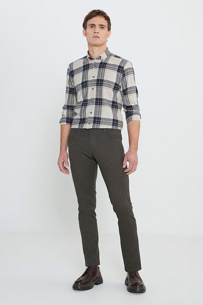 ALTINYILDIZ CLASSICS Ανδρικό ελαστικό βαμβακερό παντελόνι Khaki Slim Fit Slim Fit