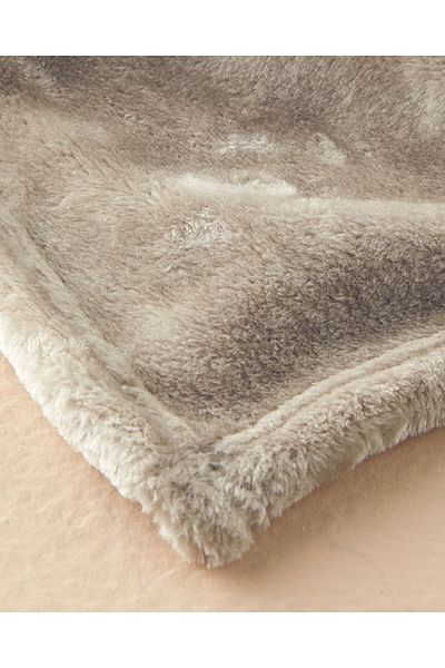 English Home Super Soft Furry Striped TV Blanket - Light Gray