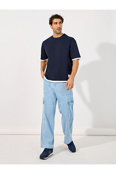 Styli Contrast Panel Oversized T-Shirt with Badge Detail