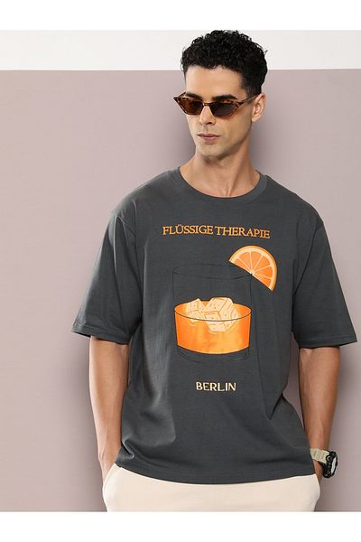 Dillinger By Styli Drop Shoulder Graphic Print Oversized T-Shirt