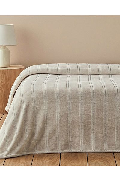 English Home Super Soft Single Blanket - Shiny Striped Cream